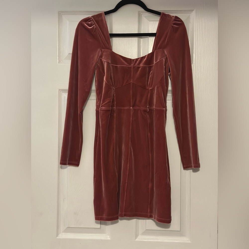 Mauve pink suede mini dress